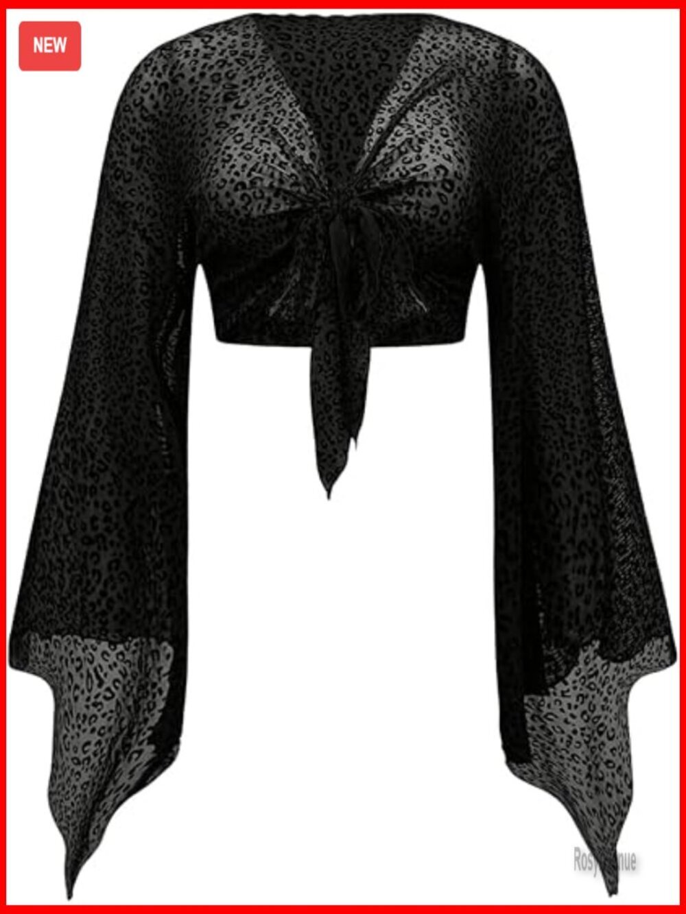 Plus Size Tie Front Mesh Crop Blouse Long Sleeve Goth Grunge Top